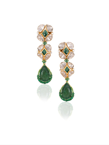 Rudrika Diamond & Polki Long Earrings