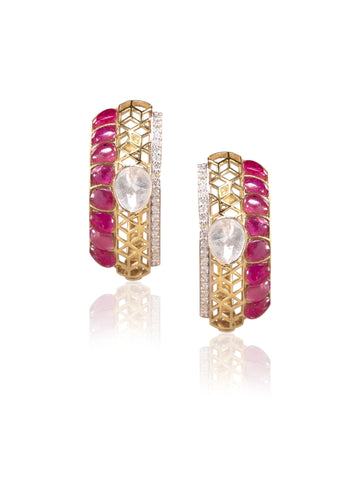 Veshalya Diamond & Polki Hoops