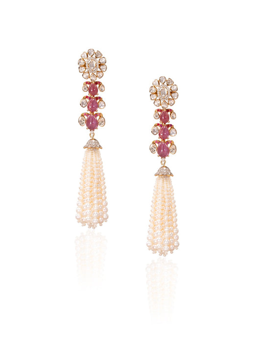 Irena Diamond & Polki Long Earrings