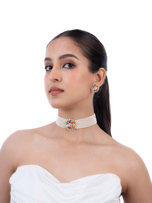Nivedita & Taysa Diamond & Polki Bead Choker Set