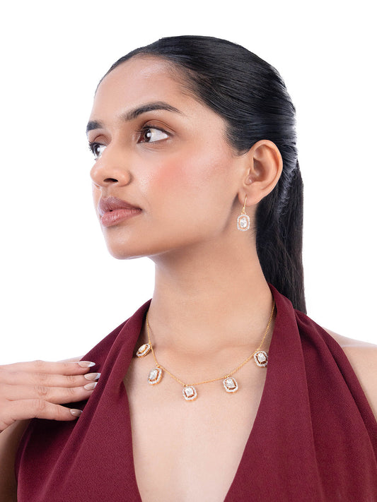 Nihantra & Kriyanshi  Diamond & Polki U Necklace Set