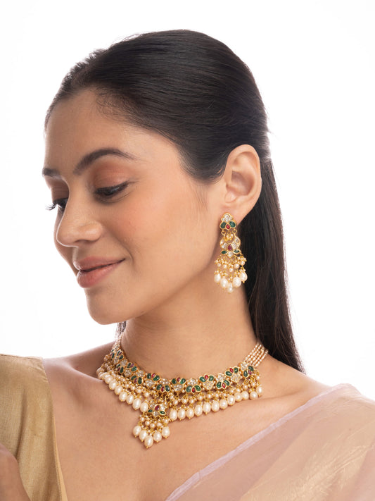 Leyla & Ezra Polki U Necklace Set
