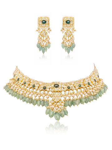 Kaya & Takshvi Polki U Necklace Set