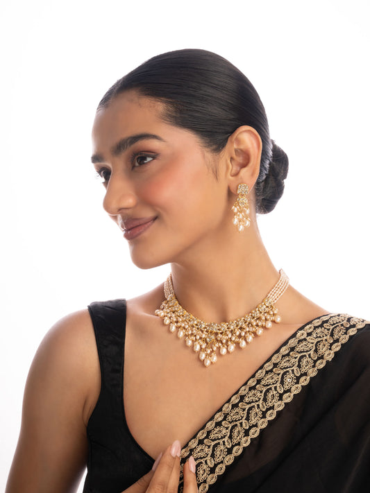 Areeba & Rumani Polki U Necklace Set