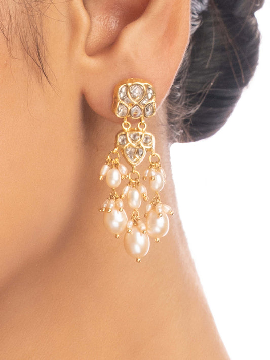 Rumani Polki Long Earrings