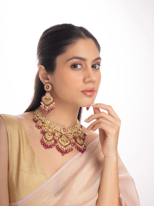 Aarvika & Emaya Polki U Necklace Set