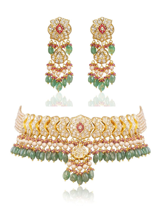 Shamsi & Aghna Polki Choker Set