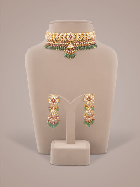 Shamsi & Aghna Polki Choker Set