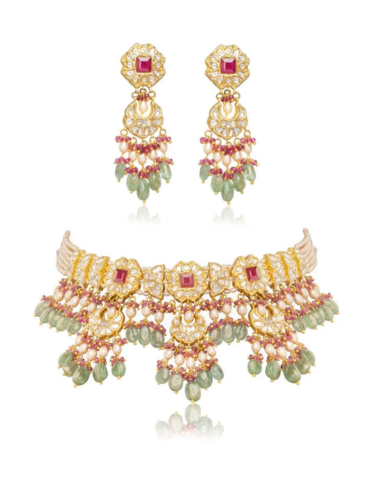 Gunika & Sashira Polki Choker Set