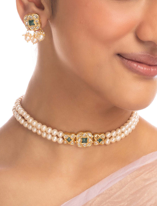 Aakshi & Vidonia Polki Bead Choker Set