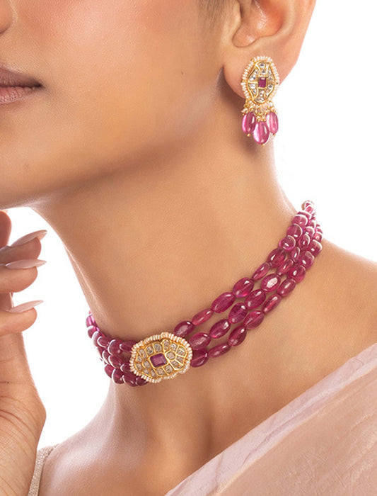 Rati & Livia Polki Bead Choker Set