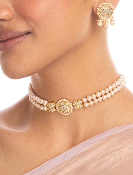Aritri & Akira Polki Bead Choker Set