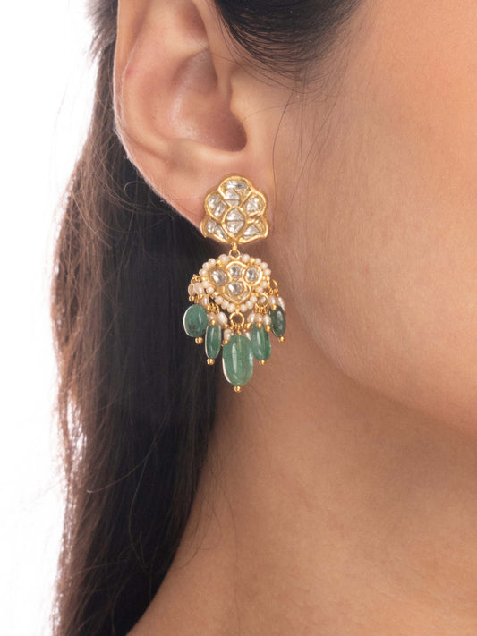 Tridha Polki Long Earrings
