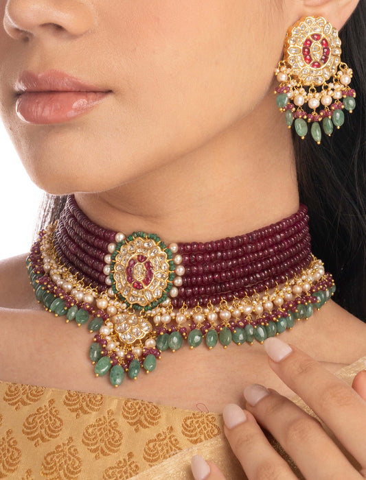 Reana & Benika Polki Bead Choker Set