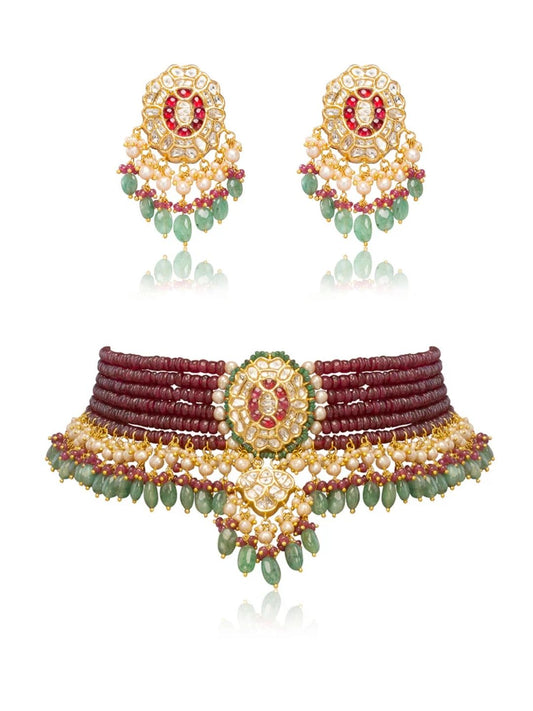 Reana & Benika Polki Bead Choker Set