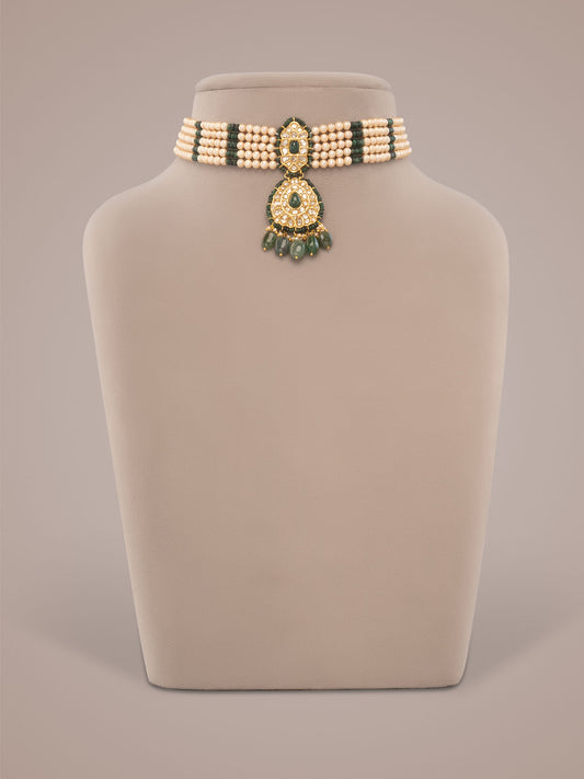 Azure Polki Bead Choker