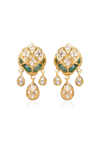 Diya  Polki Long Earrings