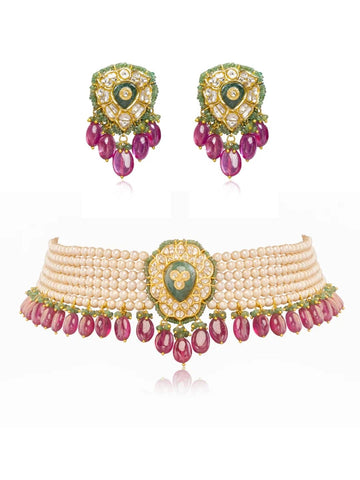 Serena & Lucia Polki Bead Choker Set