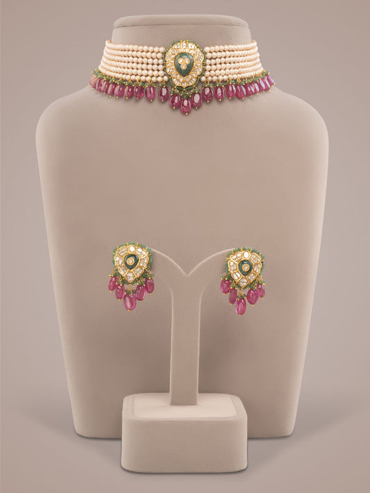 Serena & Lucia Polki Bead Choker Set