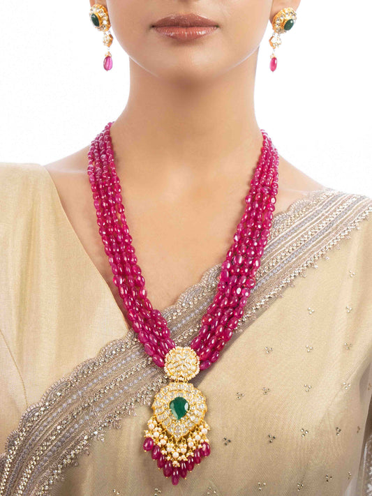 Ruhaab & Masya Polki Bead Pendant Set