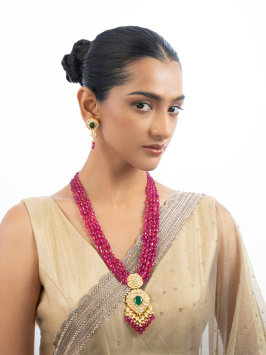 Ruhaab & Masya Polki Bead Pendant Set