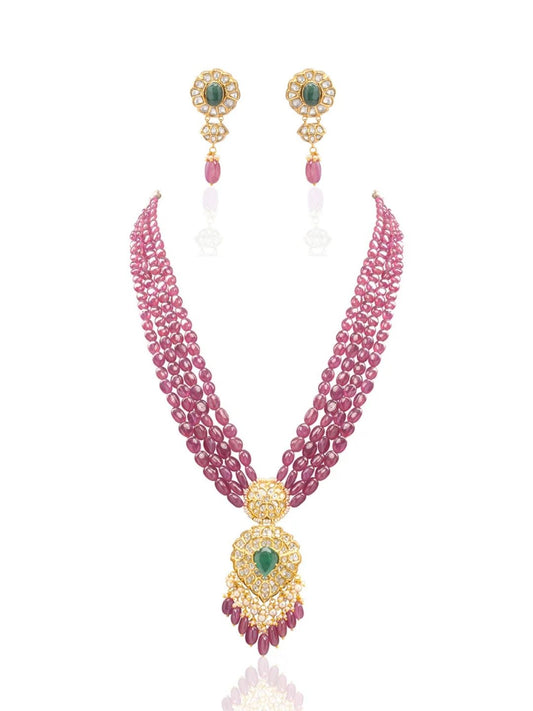 Ruhaab & Masya Polki Bead Pendant Set