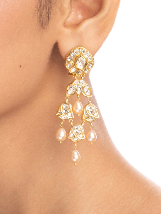Reva Polki Long Earrings
