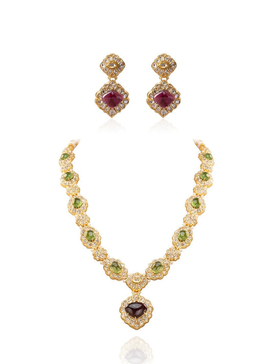 Ikova & Luvena Polki Long Necklace Set
