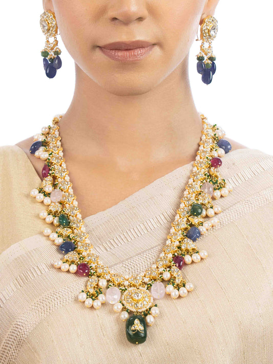 Sadira & Yutika Polki Long Necklace Set