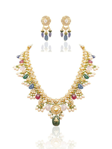Sadira & Yutika Polki Long Necklace Set