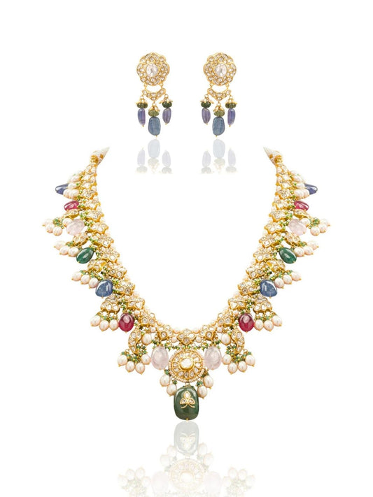 Sadira & Yutika Polki Long Necklace Set