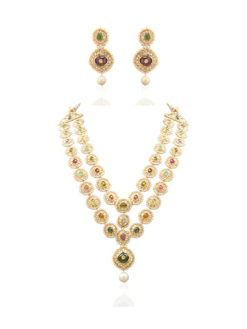 Tija & Ayushka Polki Long Necklace Set