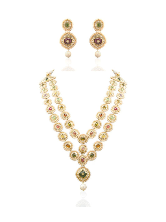 Tija & Ayushka Polki Long Necklace Set