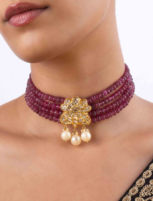 Warda Polki Bead Choker