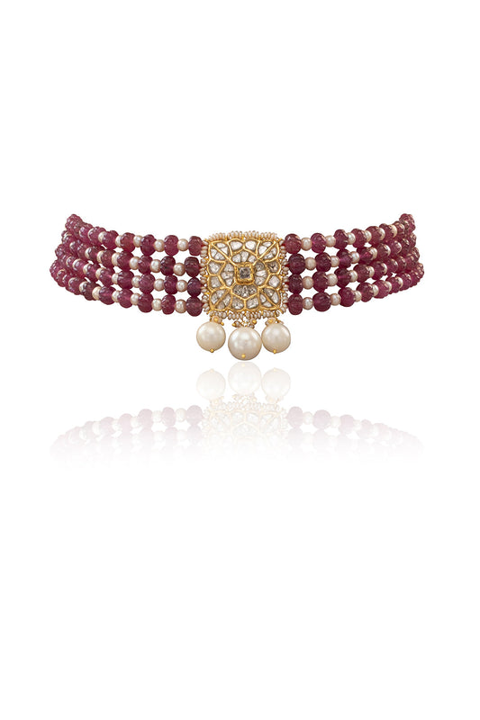 Karvi Polki Bead Choker