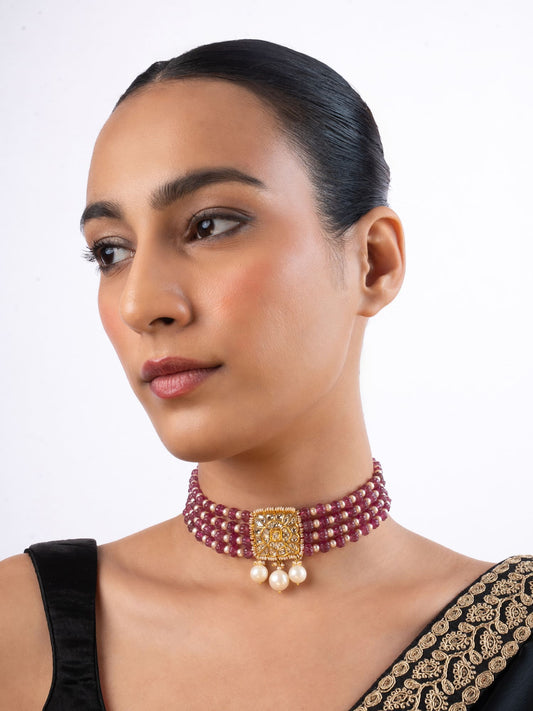 Karvi Polki Bead Choker