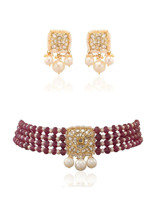 Karvi & Tavisi Polki Bead Choker Set