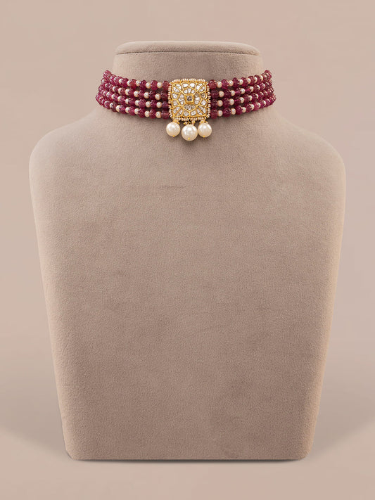 Karvi Polki Bead Choker