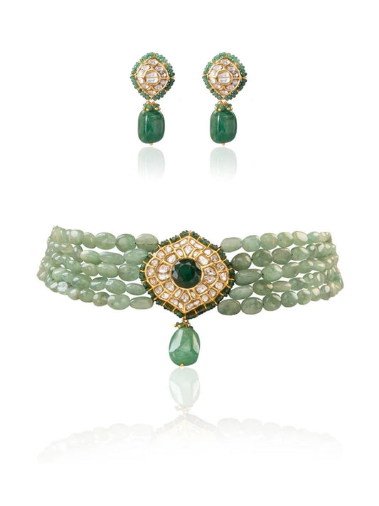 Evania & Sunee Polki Bead Choker Set