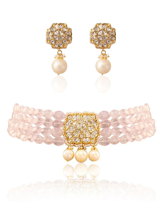 Mahira  & Shravya Polki Bead Choker Set