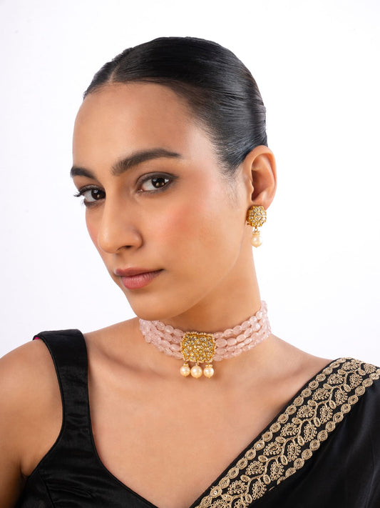 Mahira  & Shravya Polki Bead Choker Set