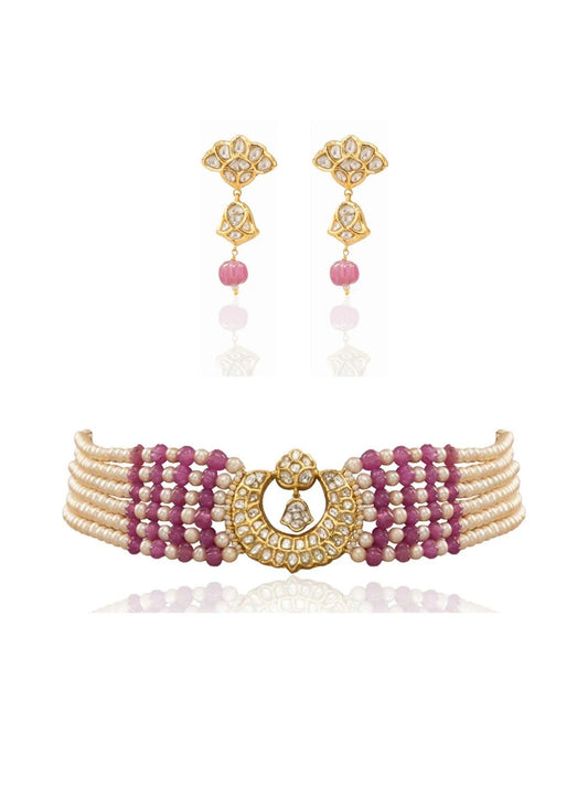 Satriya & Adila Polki Bead Choker Set