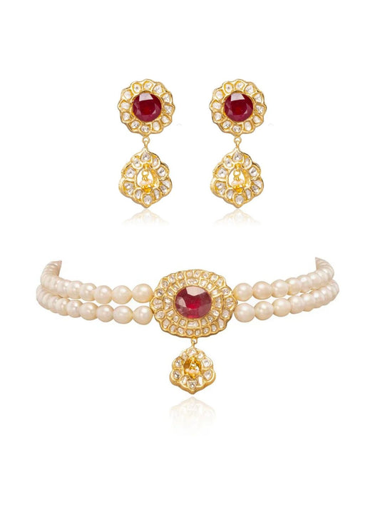 Rosheen & Augutsta Polki Bead Choker Set
