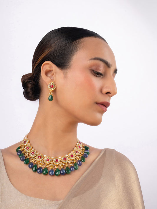 Celine & Yuvanta Polki U Necklace Set