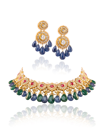 Celine & Sitara Polki U Necklace Set