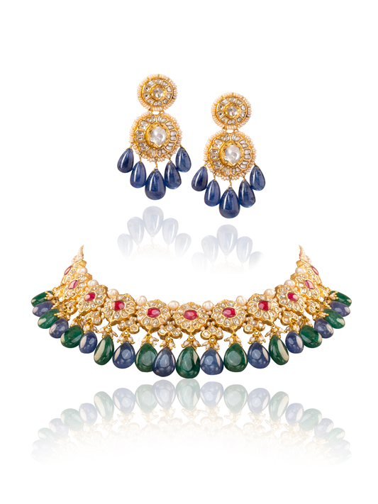 Celine & Sitara Polki U Necklace Set