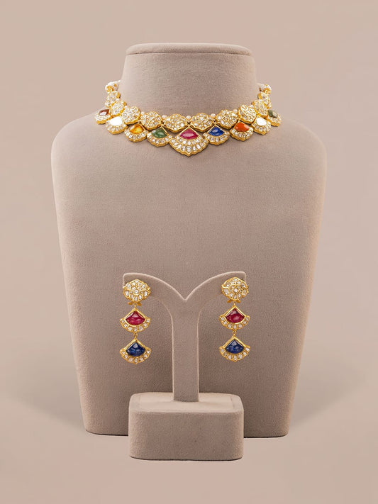 Kisha & Zaya Polki U Necklace Set