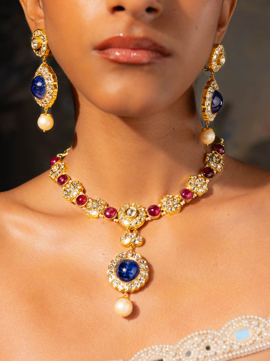 Udita & Kashvi Polki U Necklace Set