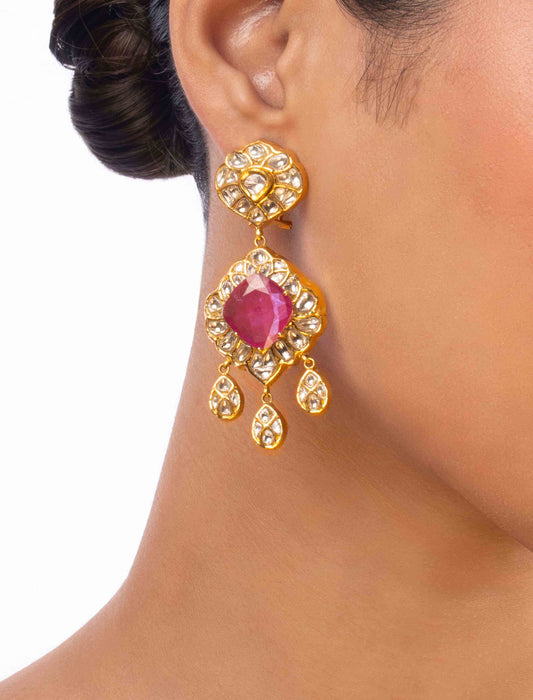 Rida Polki Long Earrings