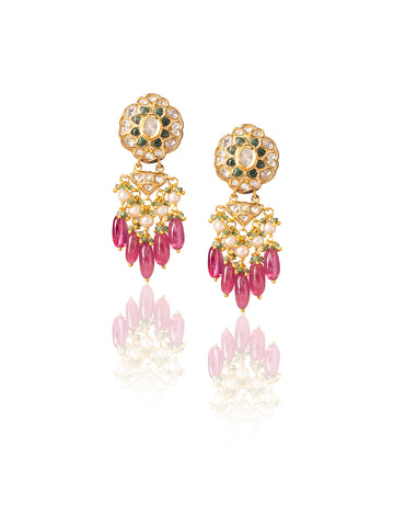 Noura Polki Long Earrings